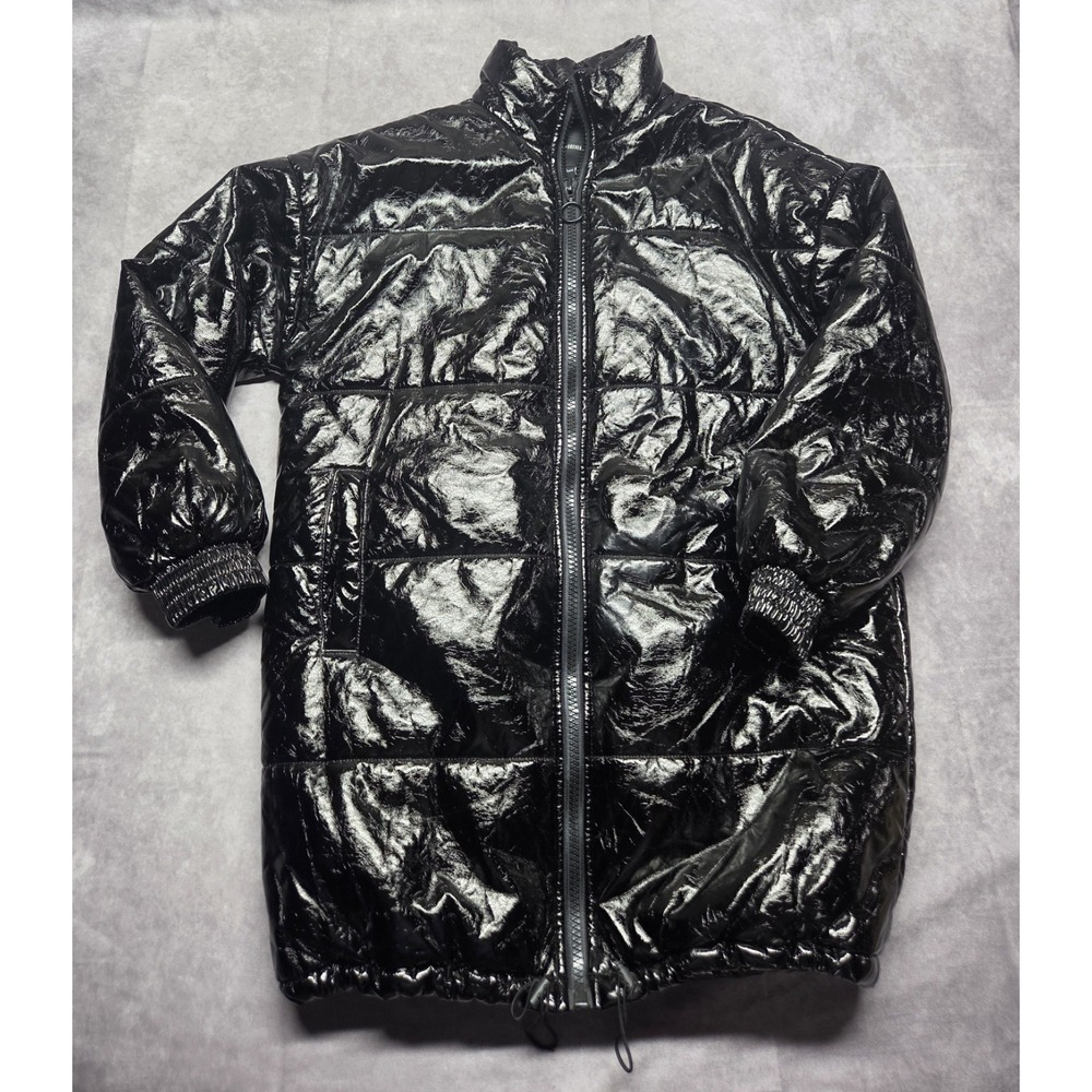 Forever 21 Mid Length‎ High Shine Puffer Size Small Y2K Metallic Quilted Jacket